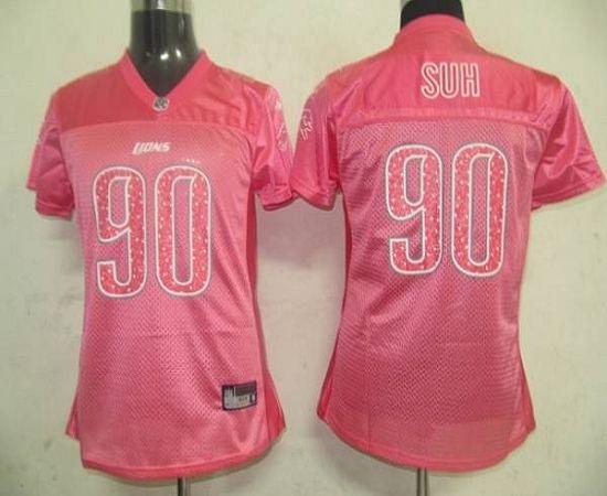 Lions #90 Ndamukong Suh Red Women's Sweetheart Stitched NFL Jersey - Click Image to Close